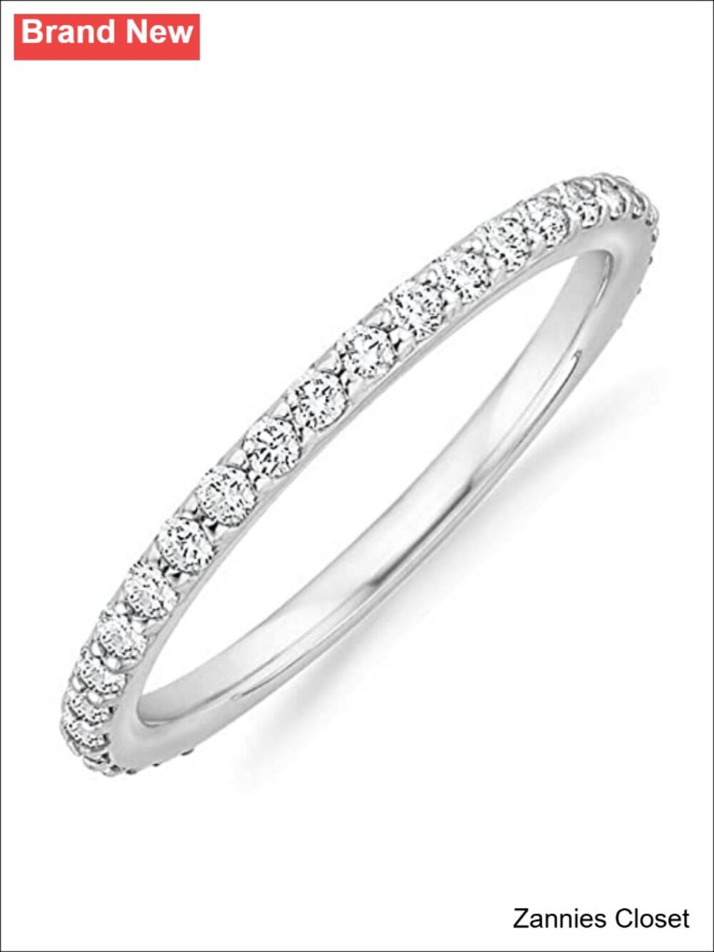 💍 PAVOI 14K Gold Plated Stackable CZ Eternity Ring for Women